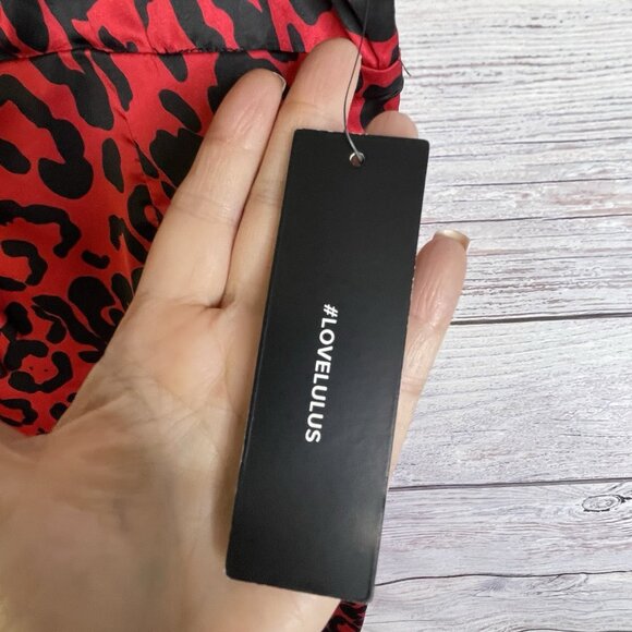 Lulu’s‎ Y2K Slip Dress Size XL Satin Animal Print Red NWT - Picture 6 of 15